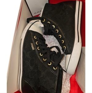 Coach Hi-Tops 8.5 M  BLK ON BLK SIGNATURE C MARINA A1215